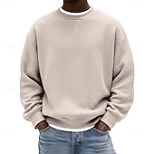 olcso Alap pulóverek-Férfi Pulóver Gofris pulóver Pulóver kapucnis pulóver Vörösbor Fekete Fehér Világoszöld Sötétkék Terített nyak Sima Texturált Hétköznapi Napi Sport &amp; Szabadtéri Poliészter Utcai sikk Menő Sportruházat