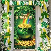 abordables Bannières de Garage et de Porte-Fête de la St. Patrick Affiches Couverture de porte Bannières extérieures pièce d'or Trèfle Mignon 3D Soirée Dortoir Chambre d'adolescents Résidence universitaire Chambre d'amis pour hommes dans une