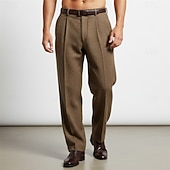 halpa Löysä-Miesten Housut Puvunhousut Vohveli housut Edessä tasku Suora jalka Yhtenäinen väri Raita Mukavuus Täyspitkä Päivittäin liiketoiminta Pyhäpäivä Muoti Tyylikästä ja modernia Musta Laivaston sininen