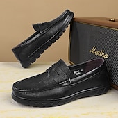 baratos Mocassins casuais-Mocassins masculinos leves e fáceis de calçar, em couro sintético respirável – calçado prático para uso casual, no escritório e no dia a dia.