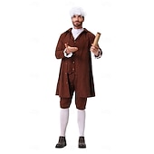  250. výročí USA Rokoko Barroco Úbory Dlouhé rukávy George Washington Koloniální Revoluční válka Maškarní kostým Pánské Karneval Den nezávislosti 4. července Dospělí Kabát Kalhoty Límeček