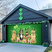 Недорогие Праздничные гобелены-Накидка на гаражные ворота ко Дню Святого Патрика, очаровательные собачки в шапках лепреконов с клевером, праздничное украшение для улицы к празднованию Дня Святого Патрика.