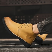 preiswerte Arbeitsschuhe-Lässige gelbe Herren-Ankle-Boots – bequem, stilvoll mit weichem Futter, ideal für legere Hochzeiten und Veranstaltungen im Freien