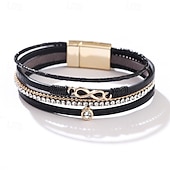 economico Braccialetti e bracciali rigidi-Con perline Classico Triangolo Moda Pelle Gioielli braccialetto Nero / Rosa / Borgogna Per Quotidiano Ferie Data