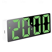 Недорогие Декоративные огни-цифровые часы, светодиодные зеркальные часы, большой зеркальный таймер с дисплеем, бесшумные светящиеся будильники с отображением даты и температуры, современный декор для дома, настольные украшения