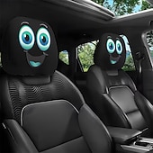 رخيصةأون أغطية الأثاث-2 قطعة من أغطية مسند رأس السيارة المطبوعة عليها قبعة عيد الميلاد المدهشة، ديكور السيارة، بدون حشو، سهلة التركيب والغسل، مناسبة للسفر لمسافات طويلة لتخفيف التعب، ديكور سيارة مضحك مثالي