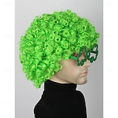  Perucas Afro Verdes para Homens e Mulheres Peruca Curta Cacheada Fofa Disco Rock (Apenas Perucas)