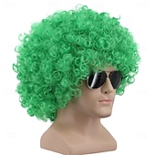  Grüne Perücken Kurze Grüne Clown Fluffige Perücke 70er 80er Afro Disco Perücken Synthetische Anime Cosplay Lustige Kostümhaare