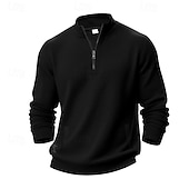 billiga Basic sweatshirts-Herr Tröja Kvartströja med dragkedja Svart Ljusgrå Halv dragkedja Slät Ledigt Dagligen Sport &amp; Utomhus Streetwear Grundläggande Höst Vinter Kläder Pull Tröjor Långärmad