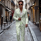 cheap Men's Clothing​-St. Patrick 2026 Shamrock Irish Carnival Pants Suits &amp; Blazers Novelty Funny Adults' Men's Saint Patrick's Day Casual Party Easy Carnival Costume Dress Up