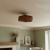 cheap Flush Mounts &amp; Semi Flush Mounts-Green/AmberCeiling Light Fixture Retro Glass Flush Ceiling Light Farmhouse Semi-Flush Mount Fixture with Drum-Shaped Glass Shade flush light suitable for hallways bedrooms living rooms and bathroom