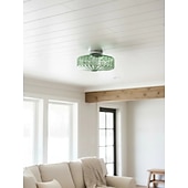 cheap Flush Mounts &amp; Semi Flush Mounts-Green/AmberCeiling Light Fixture Retro Glass Flush Ceiling Light Farmhouse Semi-Flush Mount Fixture with Drum-Shaped Glass Shade flush light suitable for hallways bedrooms living rooms and bathroom