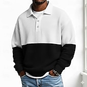 Χαμηλού Κόστους Ανδρικό γεωμετρικό πόλο-Ανδρικά Συνδυασμός Χρωμάτων Πόλο Μακρυμάνικο Μπλουζάκια πόλο Πέτο Καθημερινό Σχολείο Ένδυση γυμναστικής και άθλησης Καθημερινά Ρούχα 3D εκτύπωση Άνοιξη Φθινόπωρο