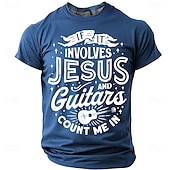 cheap Faith T shirts-Bible If It Involves Jesus And Guitars Count Me In T Shirt Christian Guitarist Gift Worship Leader Music Lover Faith Graphic Grey Tee Men Clothing Apparel