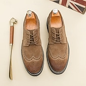 Χαμηλού Κόστους Μπρογκ παπούτσια-Ανδρικά καφέ σουέτ μπρογκ παπούτσια, άνετα και μοντέρνα, ευέλικτα υποδήματα για casual και ημιεπίσημες εκδηλώσεις