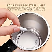 billige Kaffetilbehør-Elektrisk kaffekrus med LED-temperaturdisplay - betjening med ett trykk, 304 rustfritt stål, egnet for blanding av kaffe, melk, te og blandede drikker, ideell for kontor, hjem &amp;utendørs reisebruk