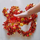 billige Baderomsgadgeter-glittergirlander med skinnende paljetter – festlige båndslynger til festdekorasjon, bryllup, bursdag, høytid og juletredekor, glitrende hengende girlander til hjemmet &amp;styling av arrangementer