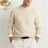 preiswerte Wollpullover für Herren-Hochwertiger Herrenpullover aus reiner Wolle und Kaschmir mit Rundhalsausschnitt, klassischer Strickpullover, weich, warm und atmungsaktiv.