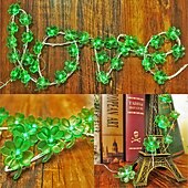 halpa Paristokäyttöinen-Pyhän Patrickin päivän koristeet apilanlehdet valosarjat paristokäyttöiset kaukosäätimellä toimivat ledit apilanvihreät valot makuuhuonejuhliin pyhän Patrickin päivän koristelu