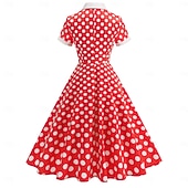 olcso Ruhák-1950-es Retró Rockabilly Déli Swing ruha Flare ruha Rövid ujjú Pöttyös Karcsúsított Jelmez Női Farsang Valentin nap Hétköznapi Hazaérkezés Retro témájú buli Felnőttek Ruha Tavaszi nyár