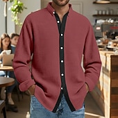 olcso gombos férfi ing-Férfi Ing Gofri ing Alkalmi ing Gombos póló Medence Fehér Bor Lóhere khakizöld Hosszú ujj Színes Hajtóka Hétköznapi Napi Ruházat Divat Modern Alkalmi Kényelmes