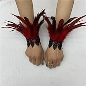 abordables Accesorios-Carnaval 2026 Accesorios de Samba del Carnaval de Río Muñequeras de Plumas Negras con Encaje - Pulseras Elegantes para Fiestas Gatsby Disfraz de Festival de Brasil