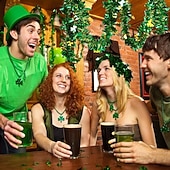  2 штуки, всего 10 метров, металлическая гирлянда ко Дню Святого Патрика - узор из клевера и трилистника, зеленая и золотая, металлизированная, подходит для ирландской вечеринки и украшения дома.