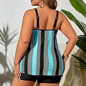 economico Surfing Tankinis &amp; Bikinis-Per donna Costume da bagno 2 pezzi Costumi da bagno A righe Ultra Leggero (UL) Controllo addominale Elastico Senza Maniche Costume da Bagno Surf Snorkeling Estate