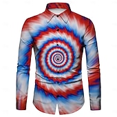 economico Cime-250° anniversario USA Retrò Vintage Anni '70 Camicia Camicia Aloha Lunghe Hippie Geometrico Etnico Costume Per uomo Mascherata 4 Luglio Feste Giorno dell'Indipendenza Adulti Camicia