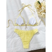 cheap Bikini Sets-Women's Bikini 2 Piece Swimsuit Skirt Slim Backless Vacation Beach Wear Solid Color Halter Neck Sleeveless Bathing Suits