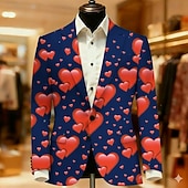 Χαμηλού Κόστους Ανδρικά εκτυπωμένα σακάκια-Ημέρα του Αγίου Βαλεντίνου Ανδρικά Καρδιά Μπουφάν μπλέιζερ Παλτό Άνετο Αναπνέει Καλλιτεχνικό Καθημερινό Καθημερινά Βραδινό Ρούχα για Πάρτυ Φεστιβάλ 3D εκτύπωση Κουμπιά Πολλαπλή τσέπη Όλες οι εποχές