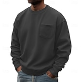 Χαμηλού Κόστους Βασικά φούτερ-Ανδρικά Πουλόβερ Θαλασσί Πράσινο Χακί Ρουμπίνι Βαθυγάλαζο Καφέ Στρογγυλή Ψηλή Λαιμόκοψη Σκέτο Τσέπη Καθημερινά Αθλήματα &amp; Ύπαιθρος Αργίες Πολυεστέρας Κομψό στυλ street Βασικό Καθημερινό