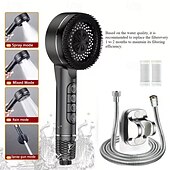 Χαμηλού Κόστους Σετ αξεσουάρ μπάνιου-5 τεμάχια χειροκίνητη κεφαλή ντους υψηλής πίεσης, τέσσερις λειτουργίες ψεκασμού, κεφαλή ντους με σταγόνες νερού ιόντων, επιτοίχια τοποθέτηση, με διακόπτη on/off, φιλτραρισμένο μασάζ ντους με λάστιχο