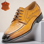 cheap Classic Dress Shoes-Men's Tan Leather Brogue Lace-Up Shoes, Classic Wedding Shoes for Groom and Groomsmen, Ideal for Formal Weddings and Semi-Formal Wedding Occasions