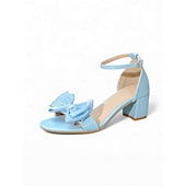 cheap Women-Women's Purple Bow Detail Block Heels, Elegant Footwear for Resort Evenings and Formal Gatherings