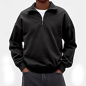 cheap Basic Sweatshirts-Men's Sweatshirt Pullover Hoodie Sweatshirt Quarter Zip Sweatshirt White Purple Standing Collar Plain Quarter Zip Casual Daily Sports &amp; Outdoor Streetwear Cool Sportswear Spring &amp;  Fall Clothing