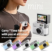 billiga Kamera, Fotografi &amp; Video-Ny tumstor flip-skärm mini kamera retro digital kamera mini med snodd 180 flip-skärm videoläge multi-stil skönhetsfilter Valentinsdagpresent