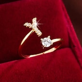 ieftine Inele-1 buc Inel For Pentru femei Zirconia cubică Transparent Zilnic Cadou Concediu Articole de ceramică Scrisă