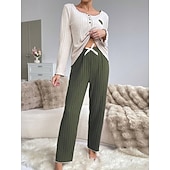 Χαμηλού Κόστους Ημέρα του Αγίου Βαλεντίνου Ύπνος &amp; Χαλάρωση-Γυναικεία Σετ Πυτζάμες Καθημερινό Ανατομικό Καρδιά Ελαστική μέση Μπλουζάκι Παντελόνι Καθημερινά Σπίτι Μακρυμάνικο Στρογγυλή Ψηλή Λαιμόκοψη Μαύρο Ανθισμένο Ροζ Ρουμπίνι Πράσινο του τριφυλλιού