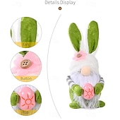 voordelige Pasen-Set van 2 paasdecoraties: roze oortjes, geruite konijntjes, kabouters en elfjes, poppetjes voor Pasen, huisdecoratie, lentedecoratie, schattige beeldjes voor in de woonkamer.