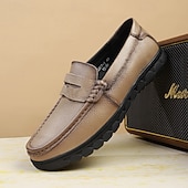 baratos Mocassins casuais-Mocassins masculinos leves e fáceis de calçar, em couro sintético respirável – calçado prático para uso casual, no escritório e no dia a dia.