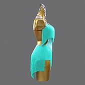 זול שמלת תחרות-שמלת ריקוד לטיני עם ריינסטון ציצית לנשים ללא שרוולים בגדי ריקוד רומבה סלסה