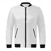 cheap Men's Downs &amp; Parkas-Men's Winter Coat Puffer Jacket Padded Pocket Quilted Polyster Casual Daily Outdoor Regular Fashion Streetwear Thermal Warm Winter Solid Color Blue Dark Grey Wine Black Puffer Jacket