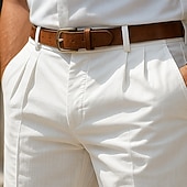 voordelige Bedrijf-Voor heren Korte broek Linnen korte broek Geklede korte broek Zomer korte broeken Strandshorts Zak Plooien Recht been Effen Comfort Ademend Korte Casual Dagelijks Feestdagen Vakantie Modieus Zwart Wit