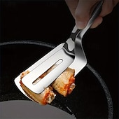 お買い得  キッチン用品＆小物-3個のステンレススチール製厚手フライパンフォークステーキフィッシュスパチュラキッチンスパチュラ多機能ステーキクリップパンケーキツール耐熱フィッシュスパチュラ大型フリップアンドサーブトング