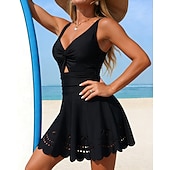 billiga One Pieces Rash Guards-Dam Badklänningar One Pieces Solid färg Elastisk Ärmlös Badkläder Surfing Snorkelfenor Simmning Sommar