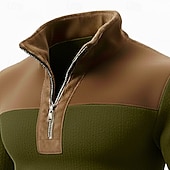 abordables Sudaderas Básicas_-Hombre Sudadera Pull-over Sudadera con un cuarto de cremallera Punto acanalado Albaricoque Negro Blanco Verde Trébol Cuello Mao Plano Retazos Bloque de Color Con Texturas Casual Diario Deporte Ropa