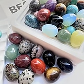 olcso húsvéti-10 db-os csomag húsvéti tojás kristálykövek, csiszolt, véletlenszerű színű drágakövek barkácsoláshoz, lakberendezéshez, asztali díszként való használatra, akvárium dekorációhoz, ünnepi és születésnapi