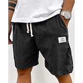 preiswerte Lässige Shorts-Herren Shorts Freizeitshorts Cordshorts Tasche Elastischer Bund Einfach Komfort Atmungsaktiv Knielang Outdoor Urlaub Alltagskleidung Urlaub Mode Schwarz Weiß Mikroelastisch