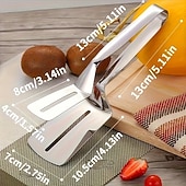 お買い得  キッチン用品＆小物-3個のステンレススチール製厚手フライパンフォークステーキフィッシュスパチュラキッチンスパチュラ多機能ステーキクリップパンケーキツール耐熱フィッシュスパチュラ大型フリップアンドサーブトング